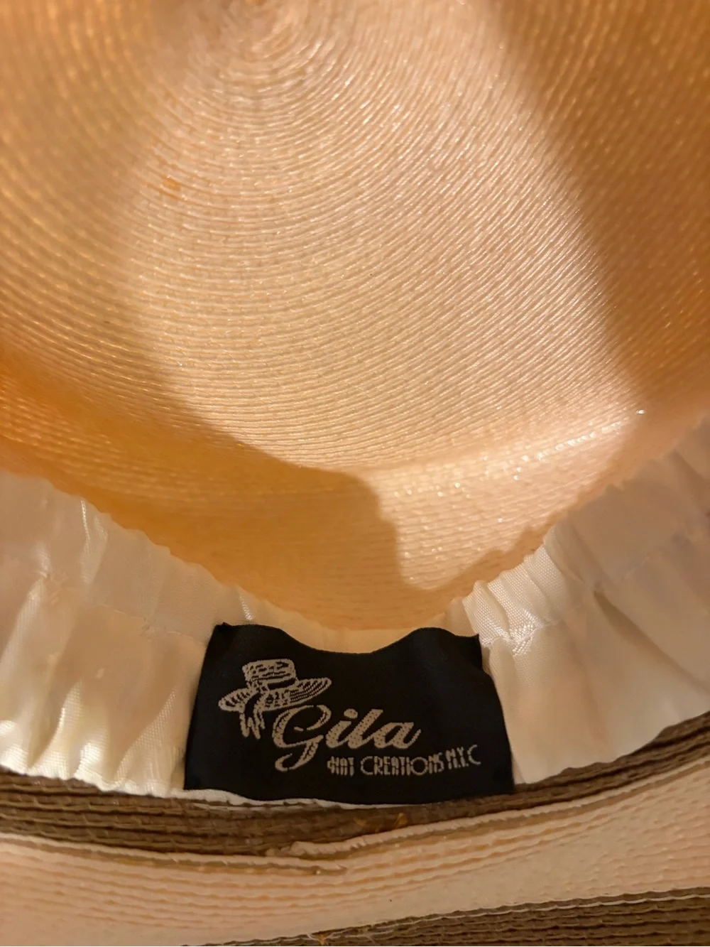 Gila Hat Creations NYC Wide Brim Flower Hat Beige Brown Women’s Dress Hat